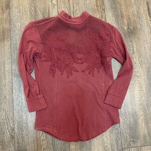 Free People Primerose embroidered floral 3/4 sleeve top